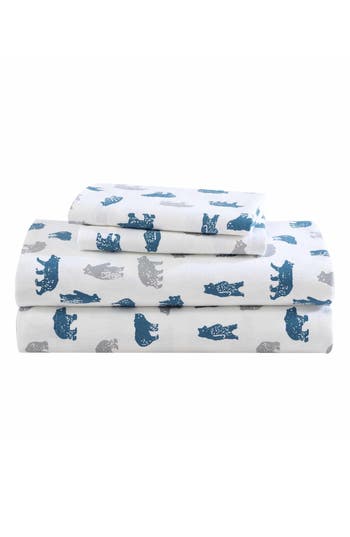 Eddie Bauer Bear Mountain Cotton Flannel Sheet Set In Grey