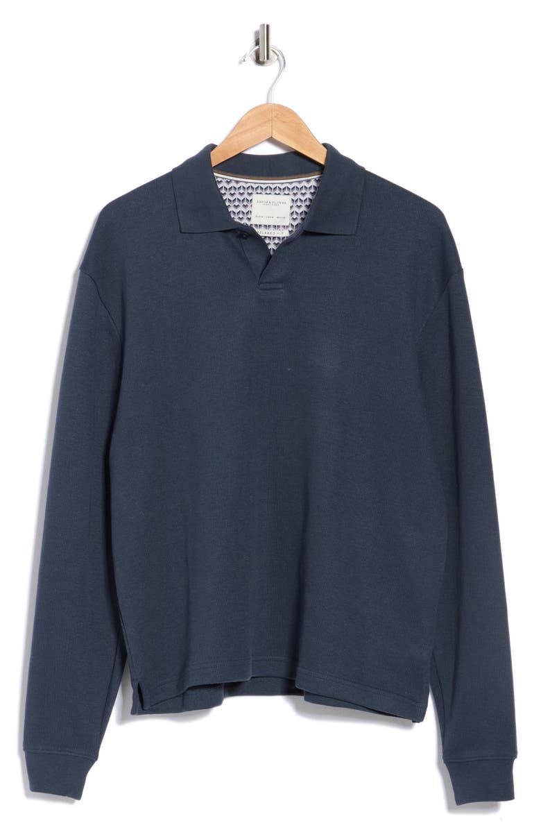 DENIM AND FLOWER Relaxed Fit Long Sleeve Polo, Alternate, color, Faded Blue