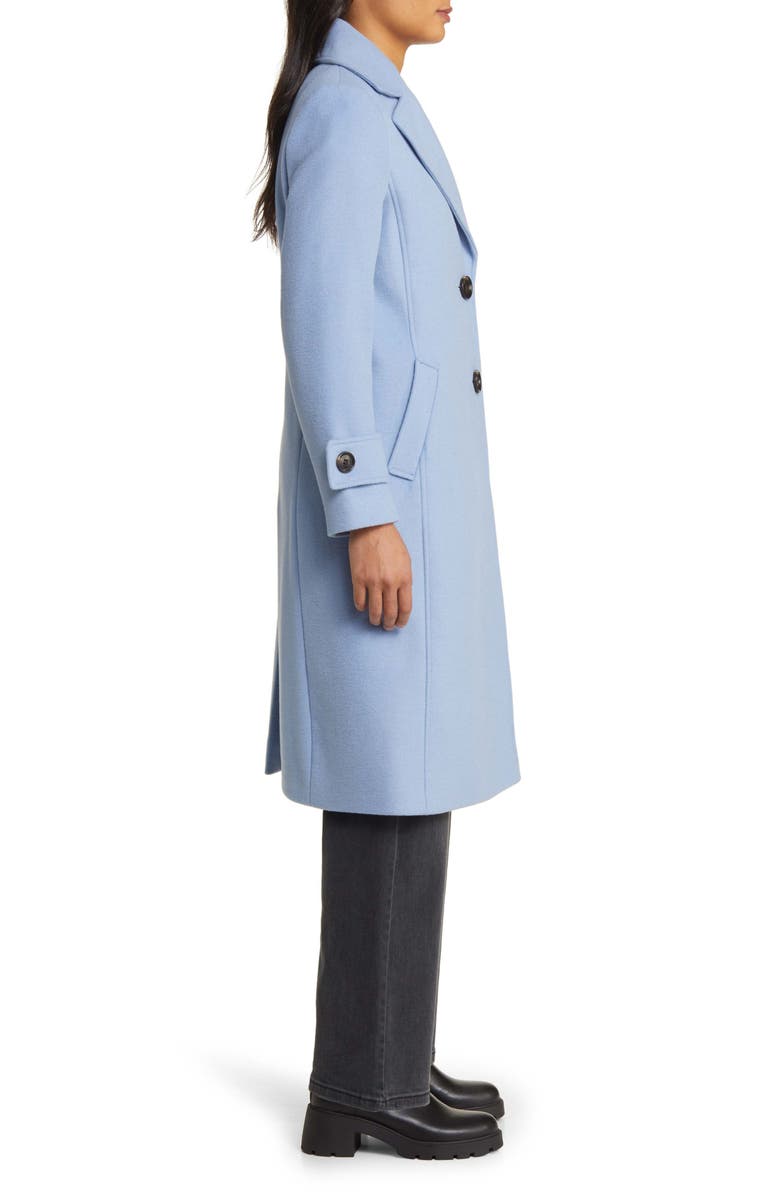 Sam Edelman Notch Collar Longline Wool Blend Coat, Alternate, color, Sky