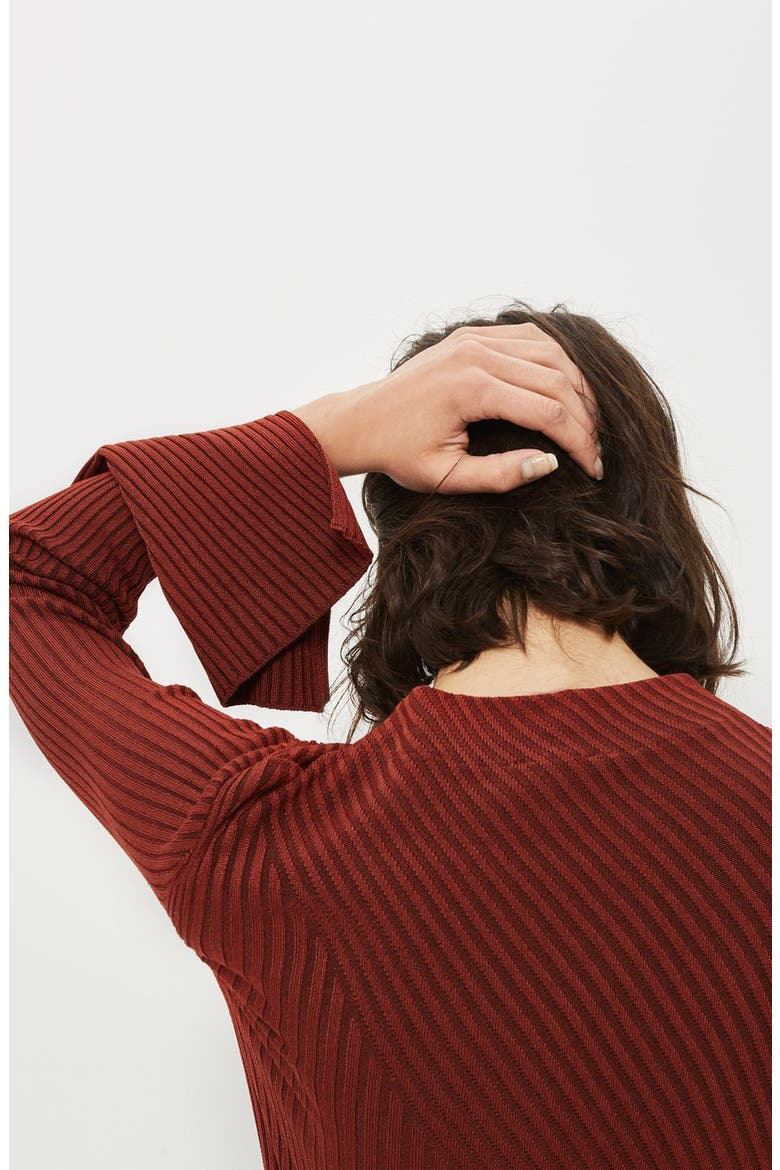 Asymmetrical Ribbed Sweater, Alternate, color, RUST