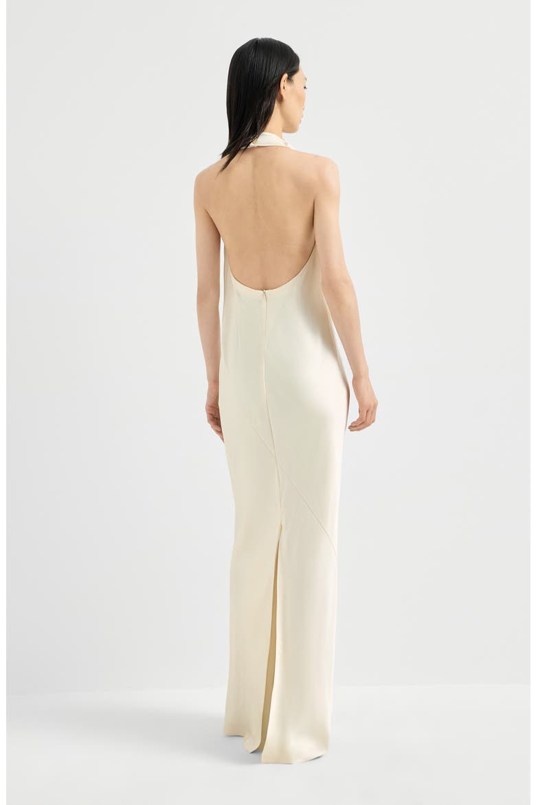 Silk satin halterneck dress, Alternate, color, Panama