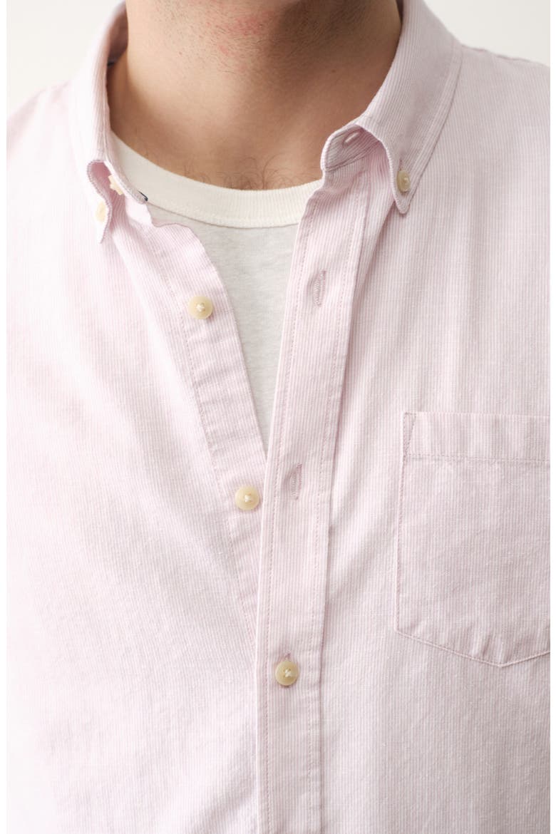 Better-than-Linen Hemp Blend Button-Up Shirt, Alternate, color, LAVENDER MIST STRIPE