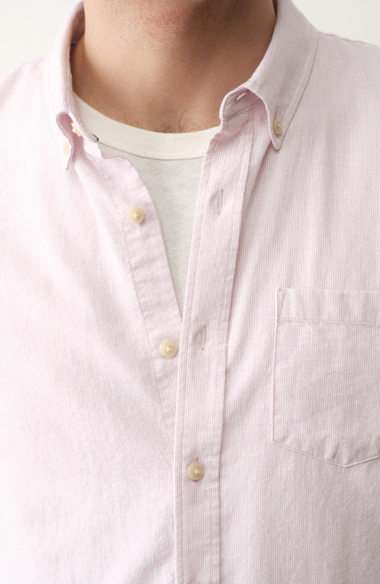 Marine Layer Better-than-Linen Hemp Blend Button-Up Shirt, Alternate, color, Lavender Mist Stripe