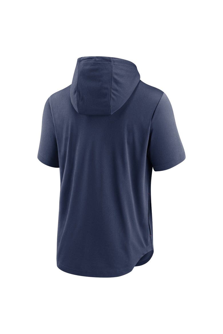Men's Nike Navy Boston Red Sox Logo Lockup Performance Short-Sleeved Pullover Hoodie, Alternate, color, Navy
