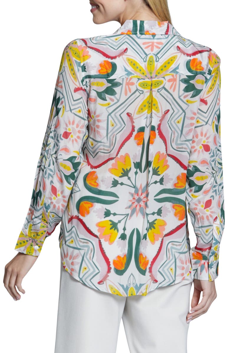 APNY Print Button-Up Shirt, Alternate, color, Green/ White Multi