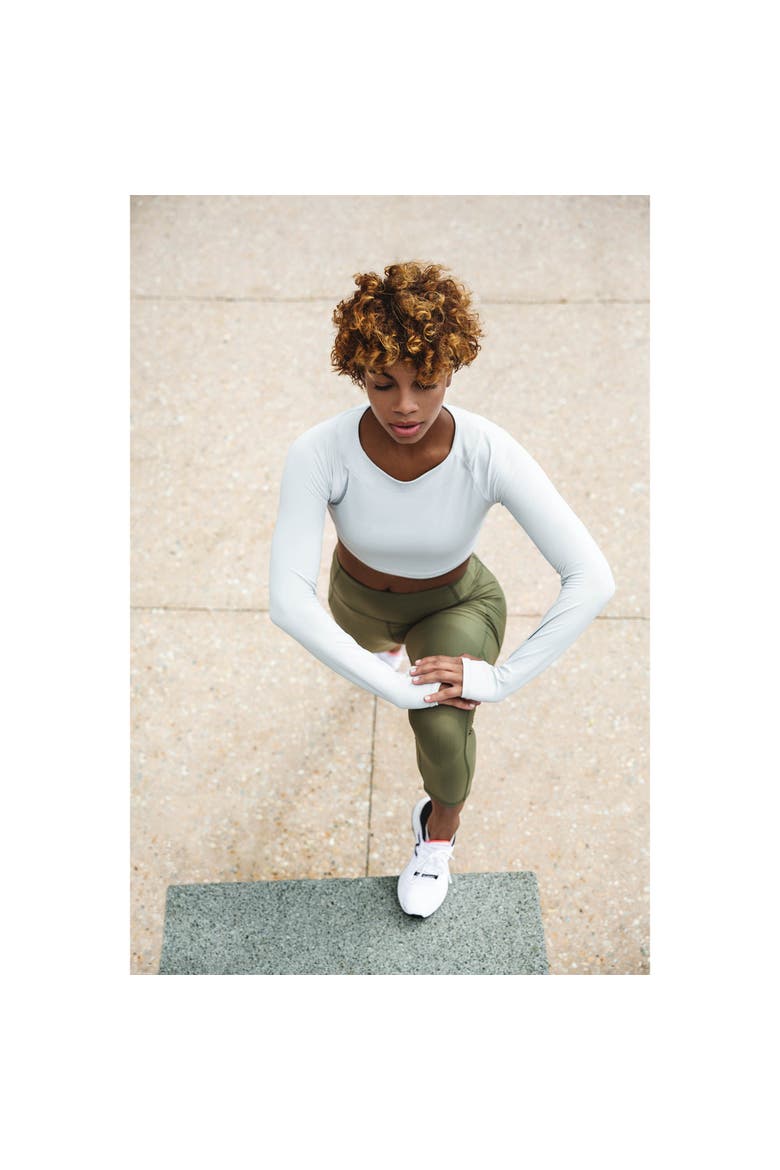Women's Long Sleeve Crop Top Shirt for Sun and UV Protection, Alternate, color, Soft Gray
