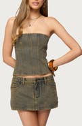 EDIKTED Camelia Strapless Denim Top