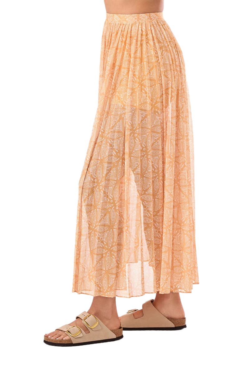 Pleated Active Coverup Skirt, Alternate, color, APRICOT BATIK