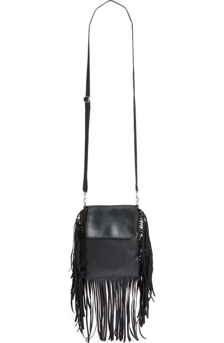 Area Stars Fringe Faux Leather Crossbody Bag, Alternate, color,