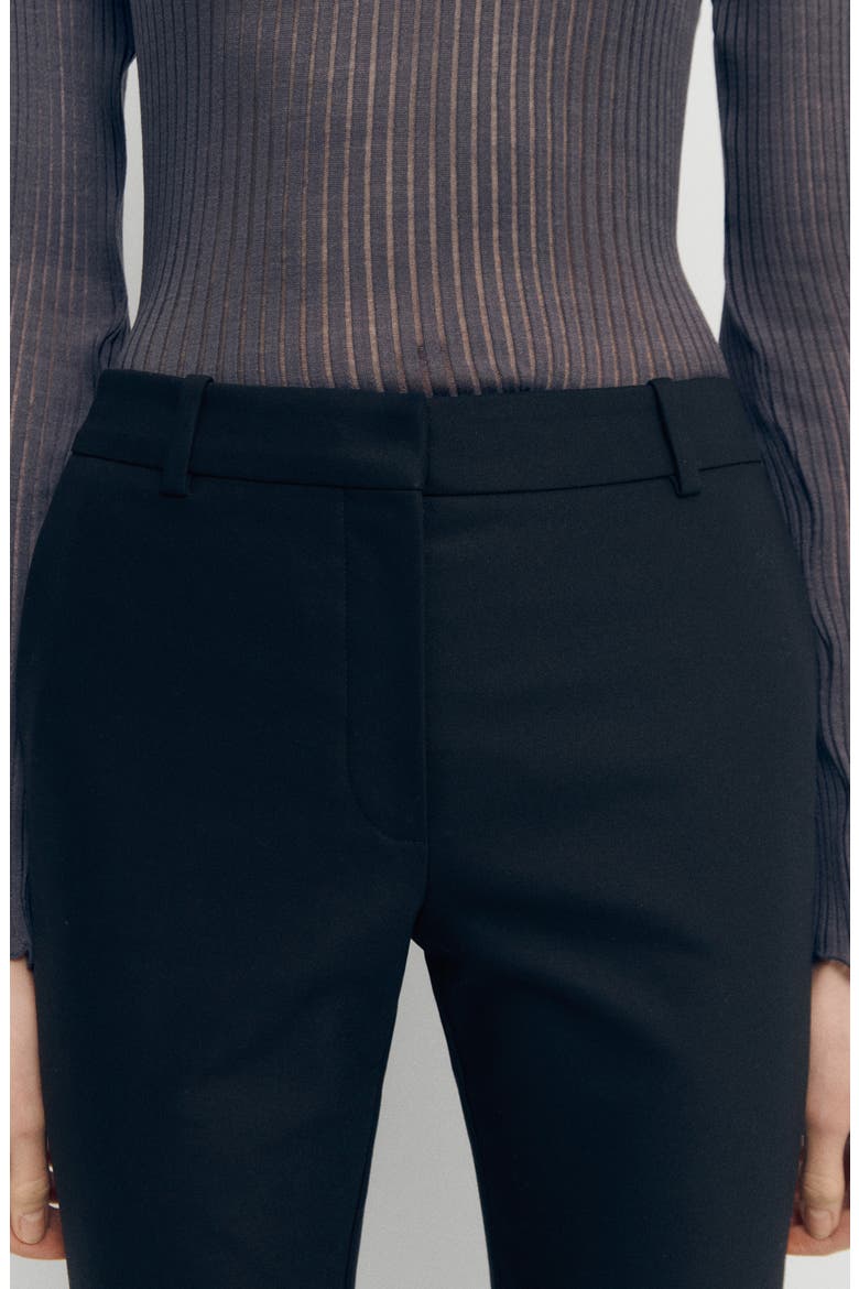 Back Zip Slit Cotton Blend Pants, Alternate, color, BLACK