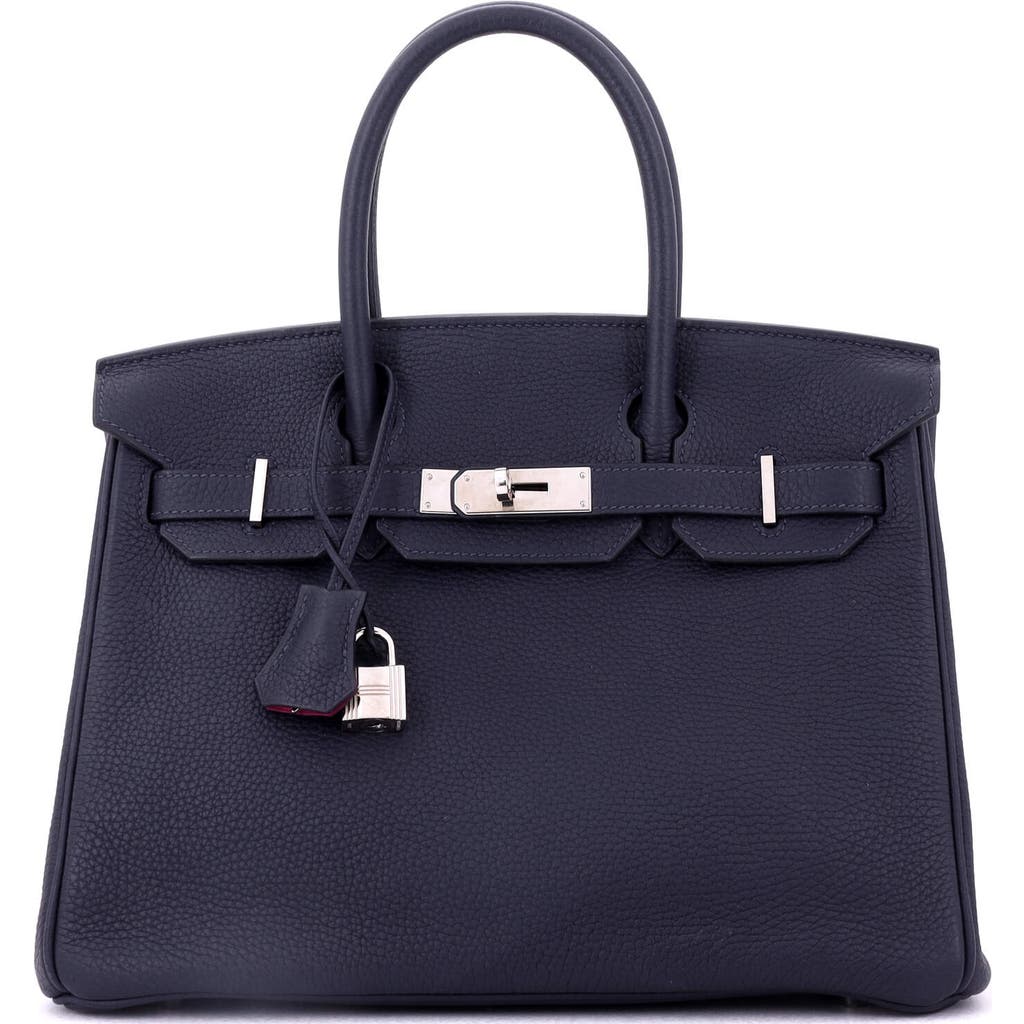 Pre-owned Hermes Hermes Birkin Handbag Verso Togo With Palladium Hardware 30 In Blue