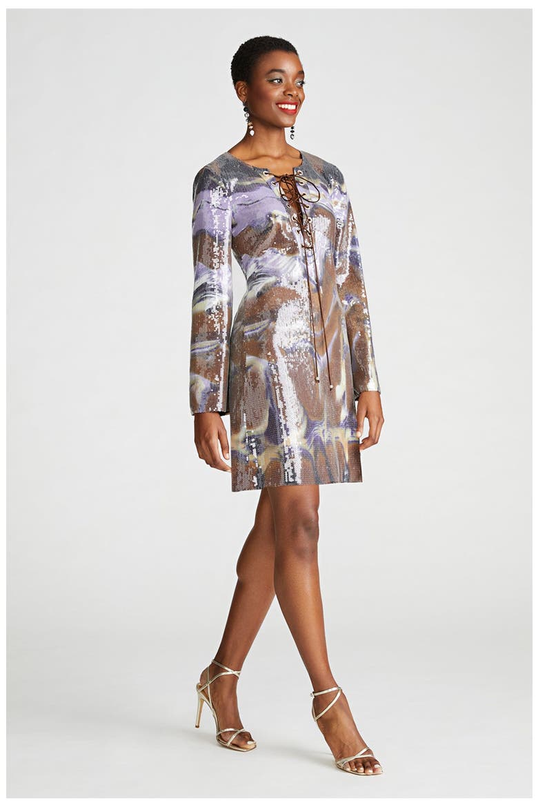 Wynonna Dress In Sequin, Alternate, color, Earth Strata