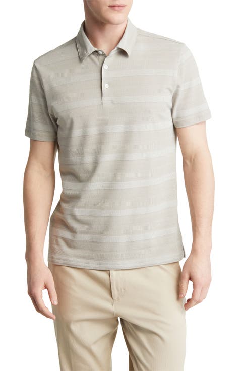 Rocky Stripe Quarter Zip Cotton Polo