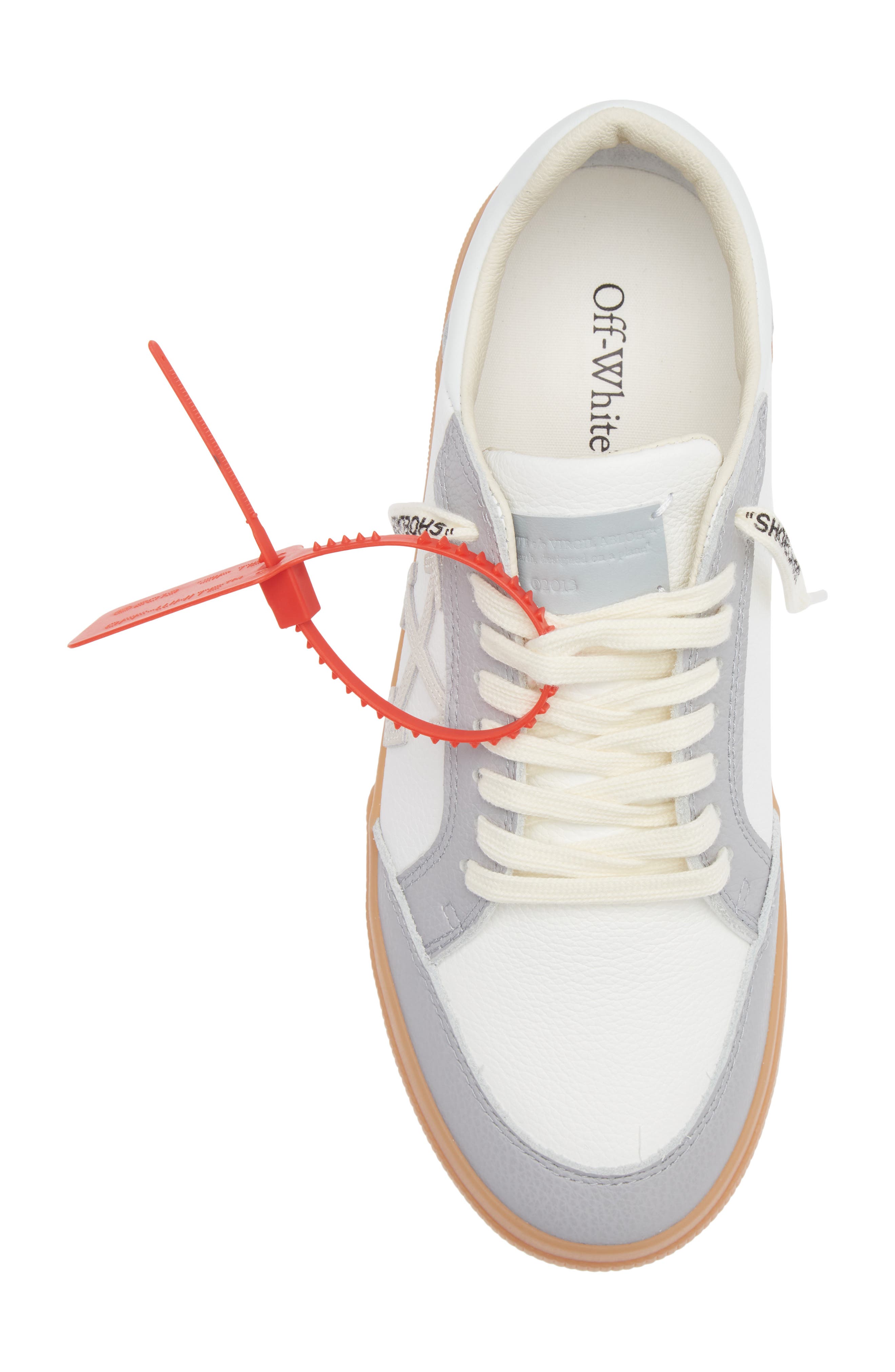 Off-White Low Vulcanized Leather Sneaker, Alternate, color, White - Light Blue