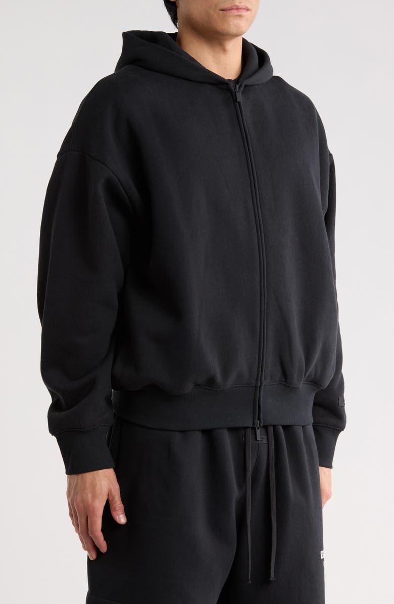Fear of God Essentials Classic Fit Fleece Zip Hoodie, Alternate, color, Vintage Black/ White