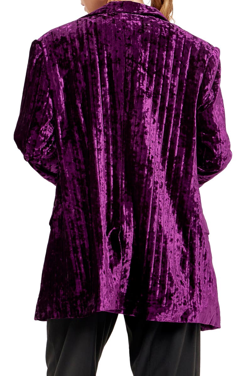 Endless Rose Pleated Crushed Velvet Blazer, Alternate, color, Orchid