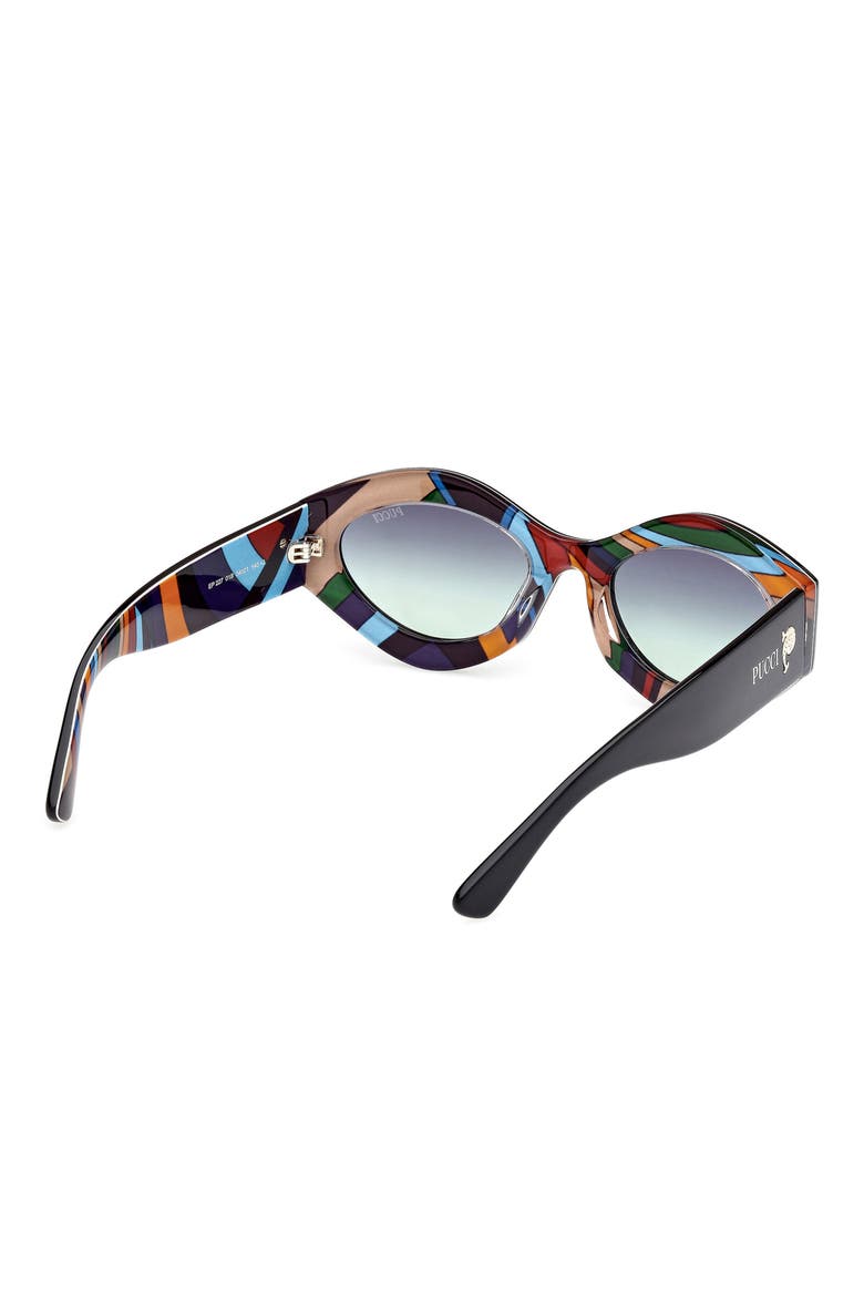 54mm Gradient Geometric Sunglasses, Alternate, color, BLACK PATTERN / GREEN SMOKE