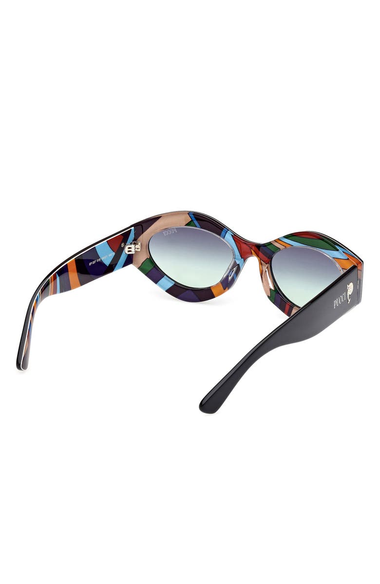 Emilio Pucci 54mm Gradient Geometric Sunglasses, Alternate, color, Black Pattern / Green Smoke