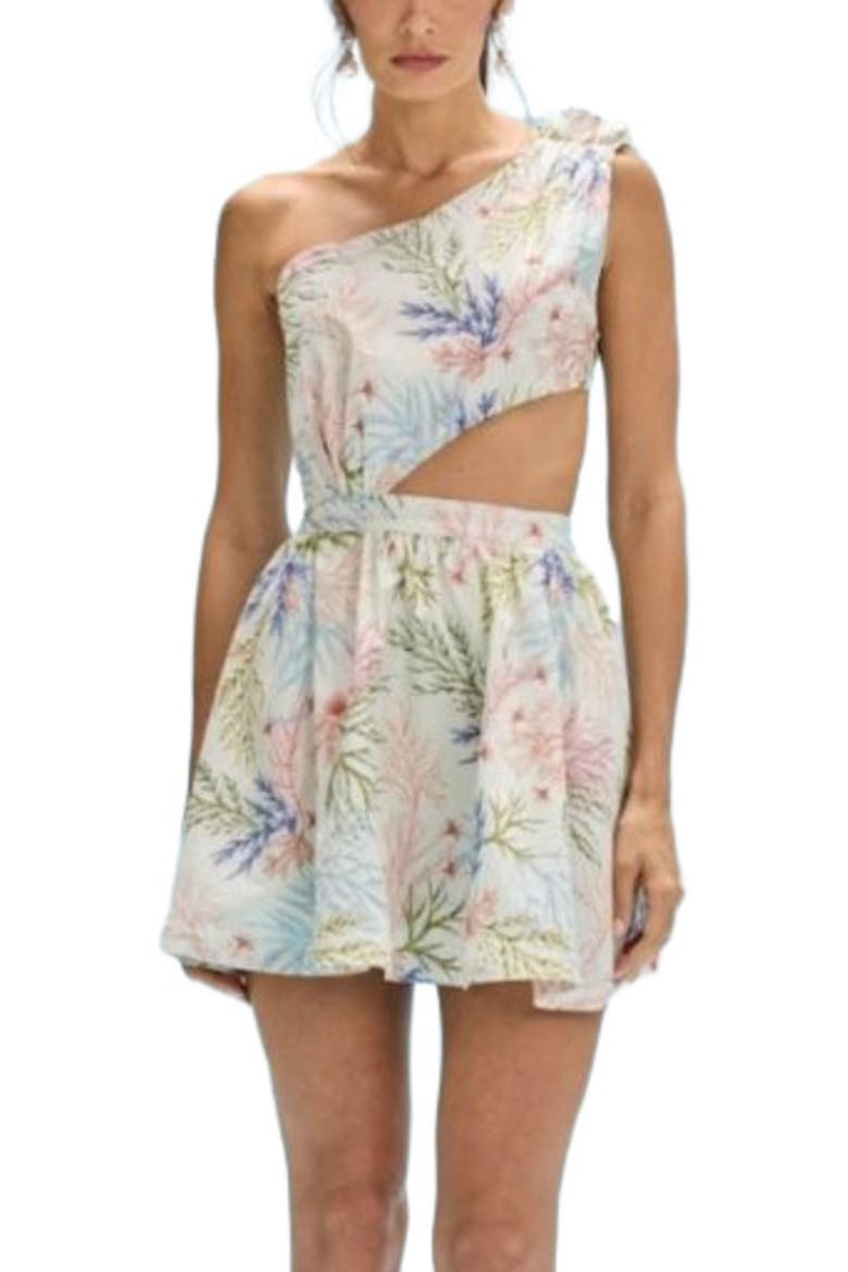 Seaweed One Shoulder Mini Dress, Main, color, OFF WHITE