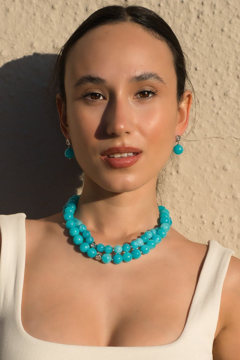 Gia Amazonite Bead Drop Earrings, Alternate, color, Blue