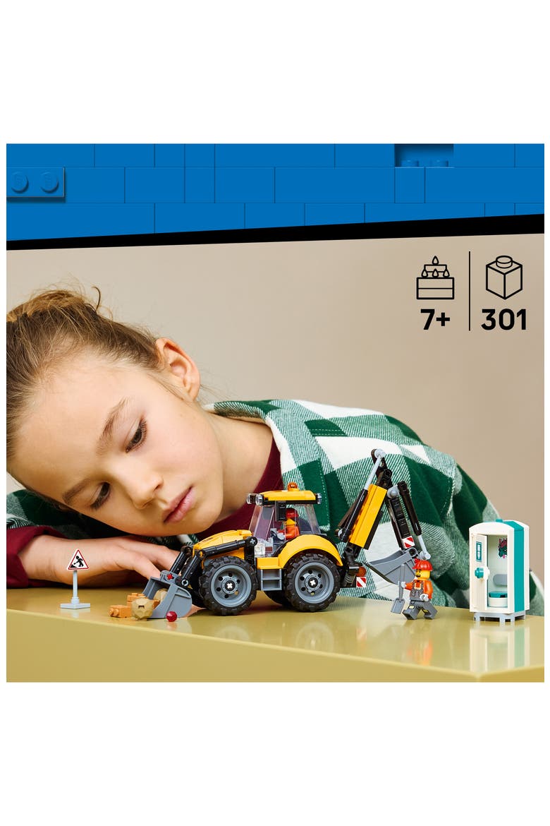 Yellow Backhoe Loader 60480 Building Kit, Alternate, color, MULTI