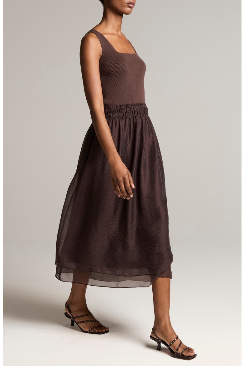 Square Neck Sleeveless Midi Dress, Alternate, color, IRON