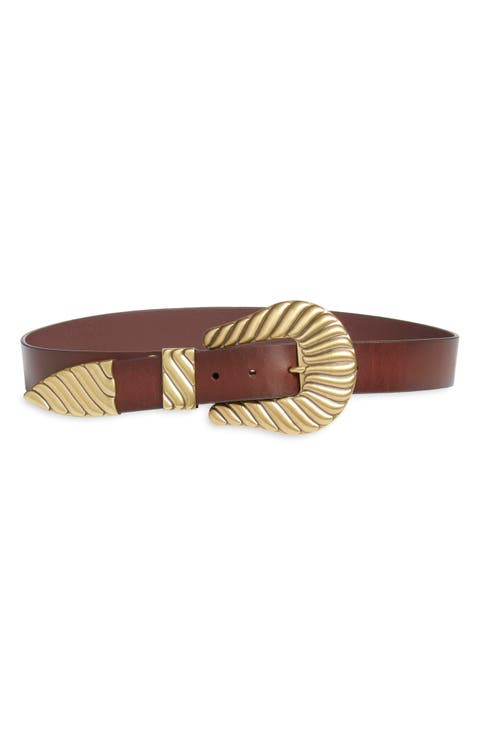 & Stetson The Big Buckle Leather Belt