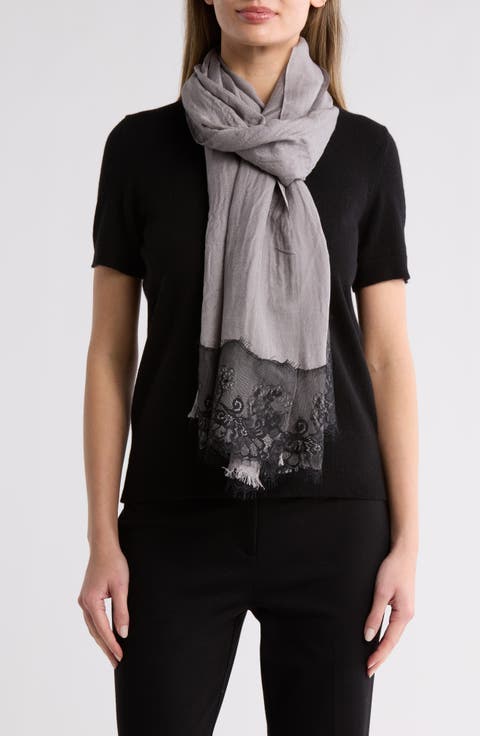Wool Silk Blend Lace Scarf