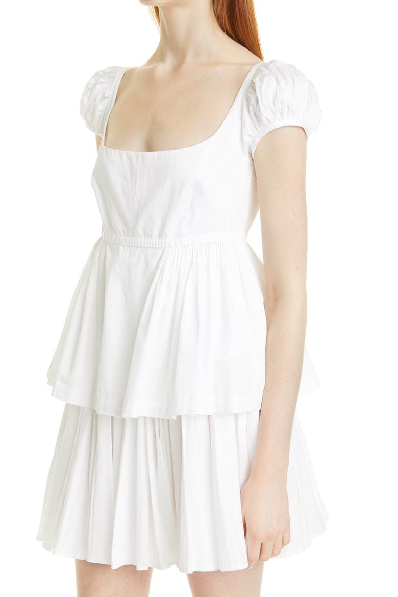 Puff Sleeve Peplum Top, Alternate, color, WAXFLOWER