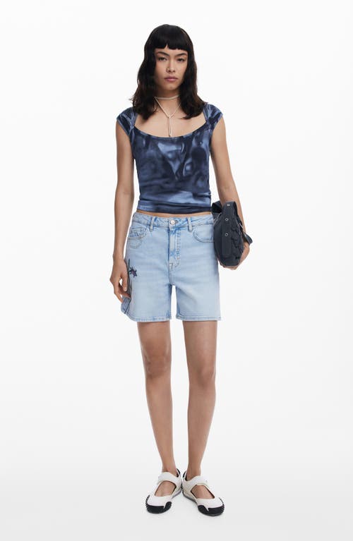 Desigual Printed Abstract T-shirt In Blue