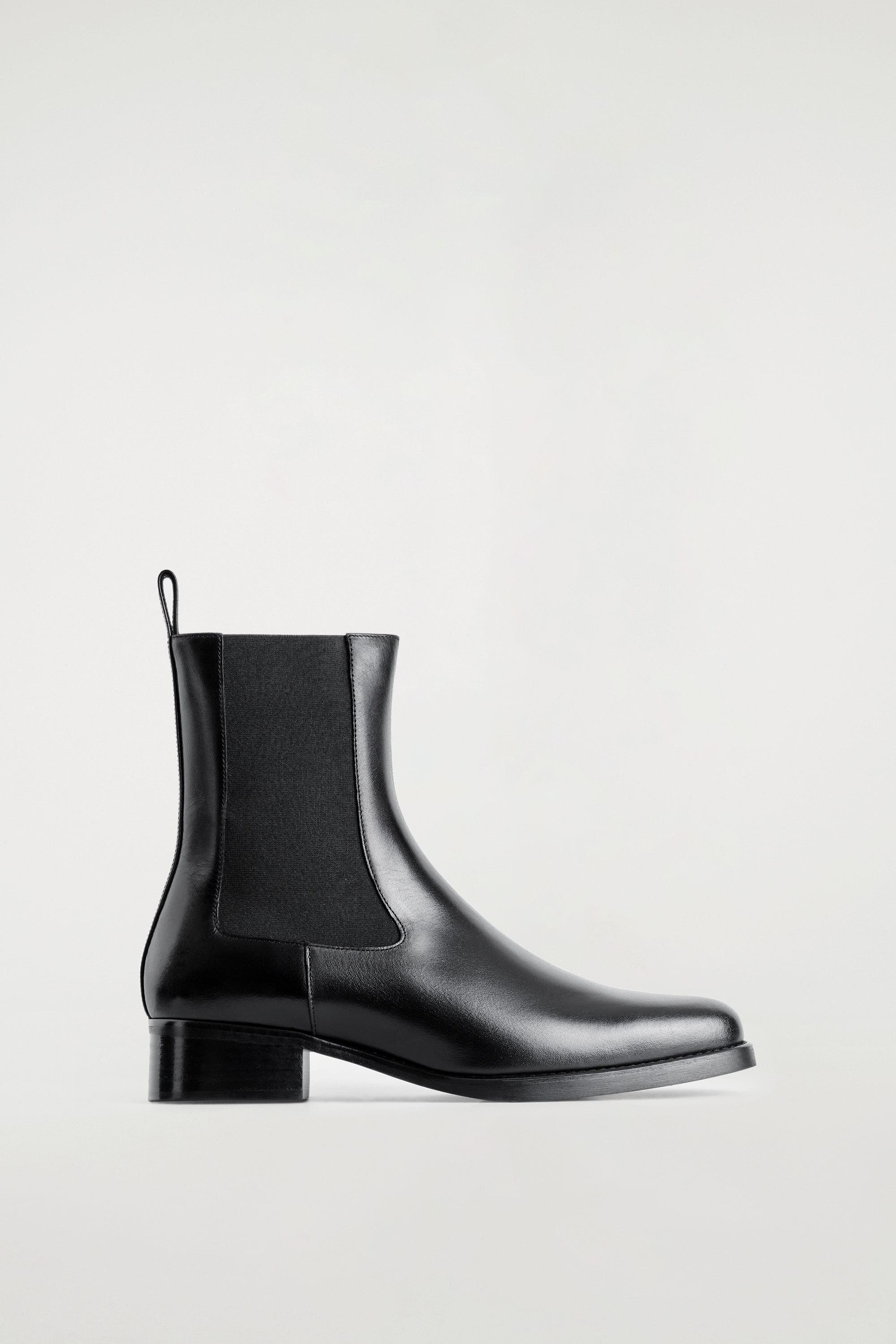 COS Leather Chelsea Boots, Main, color, Black
