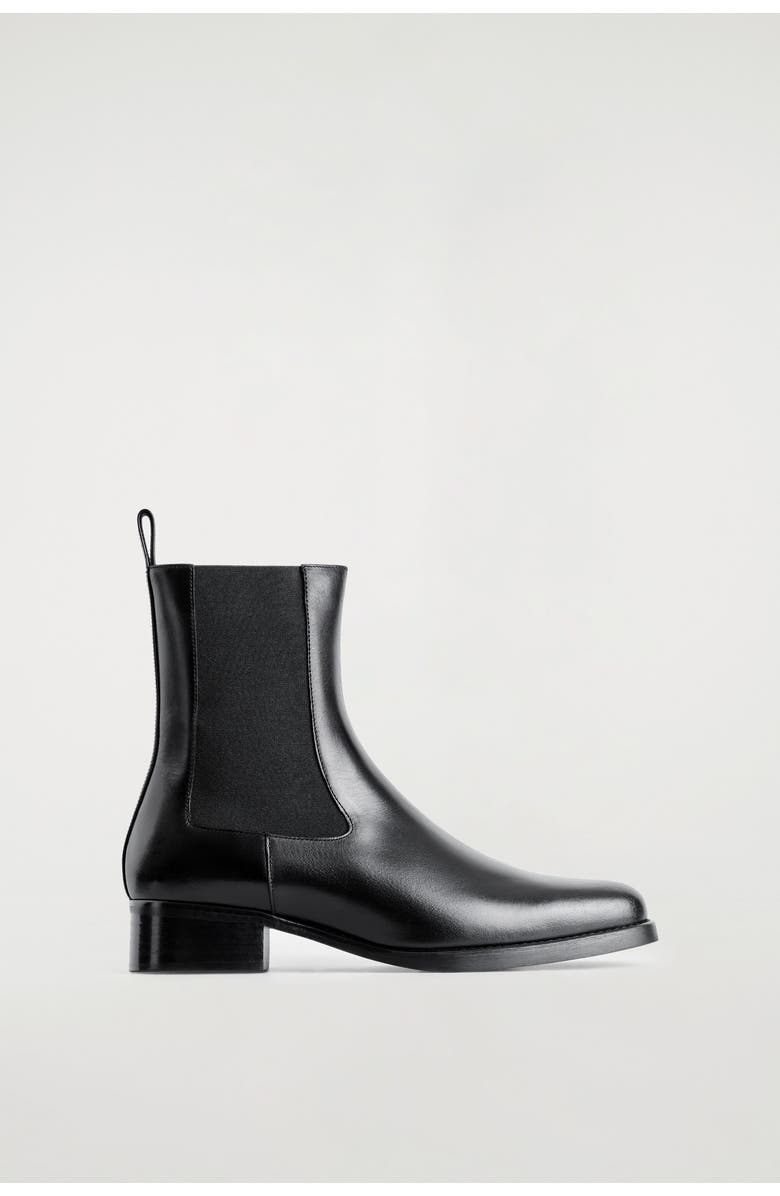 COS Leather Chelsea Boots, Main, color, Black