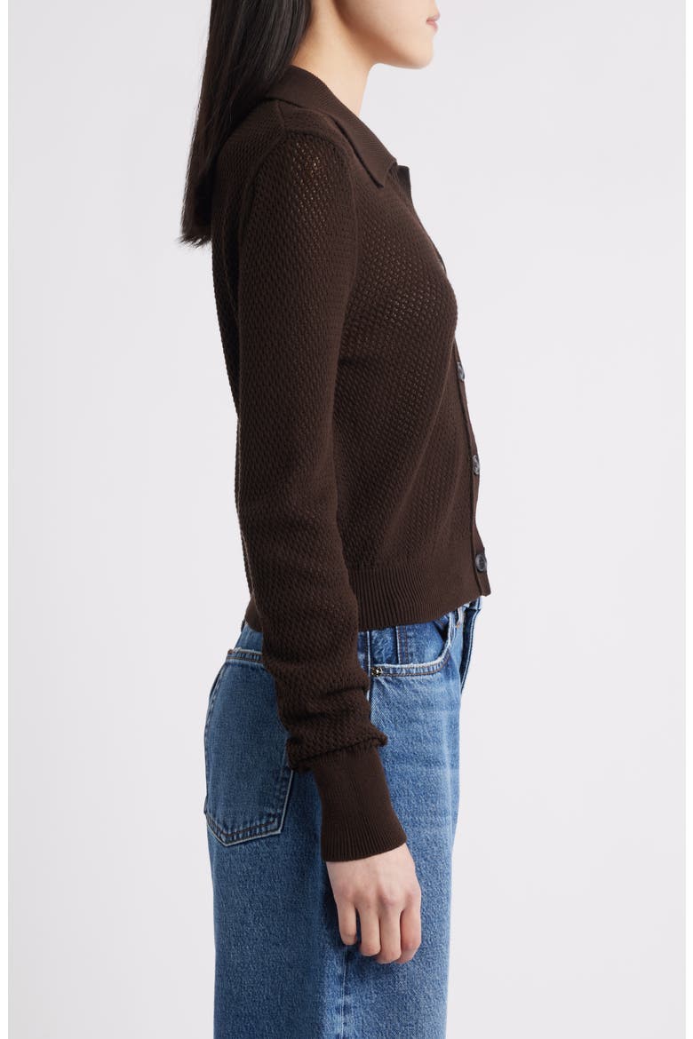 The Shrunken Lace Knit Cardigan, Alternate, color, CHOCOLATE BROWN