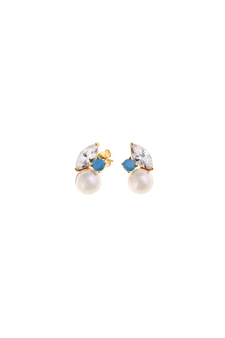 Turquoise Earrings, Main, color, Silver Gold Plated