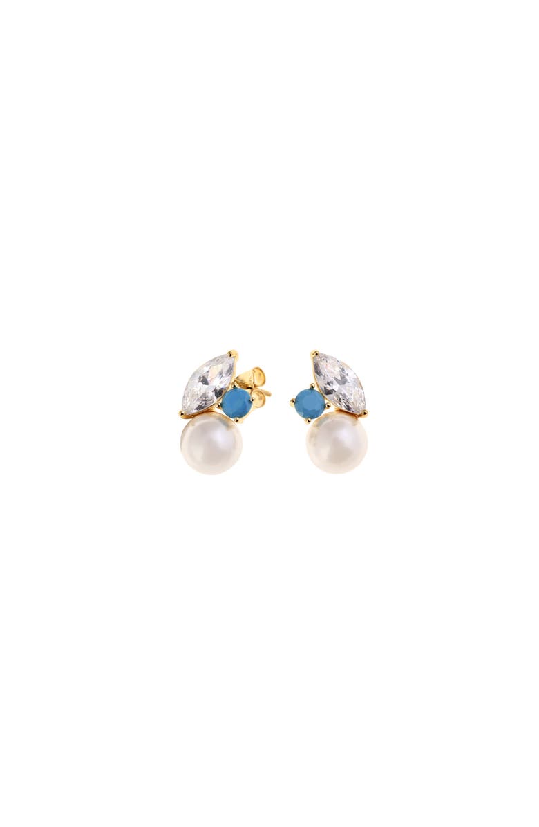 Arte Nova Jewellery Turquoise Earrings, Main, color, Silver Gold Plated