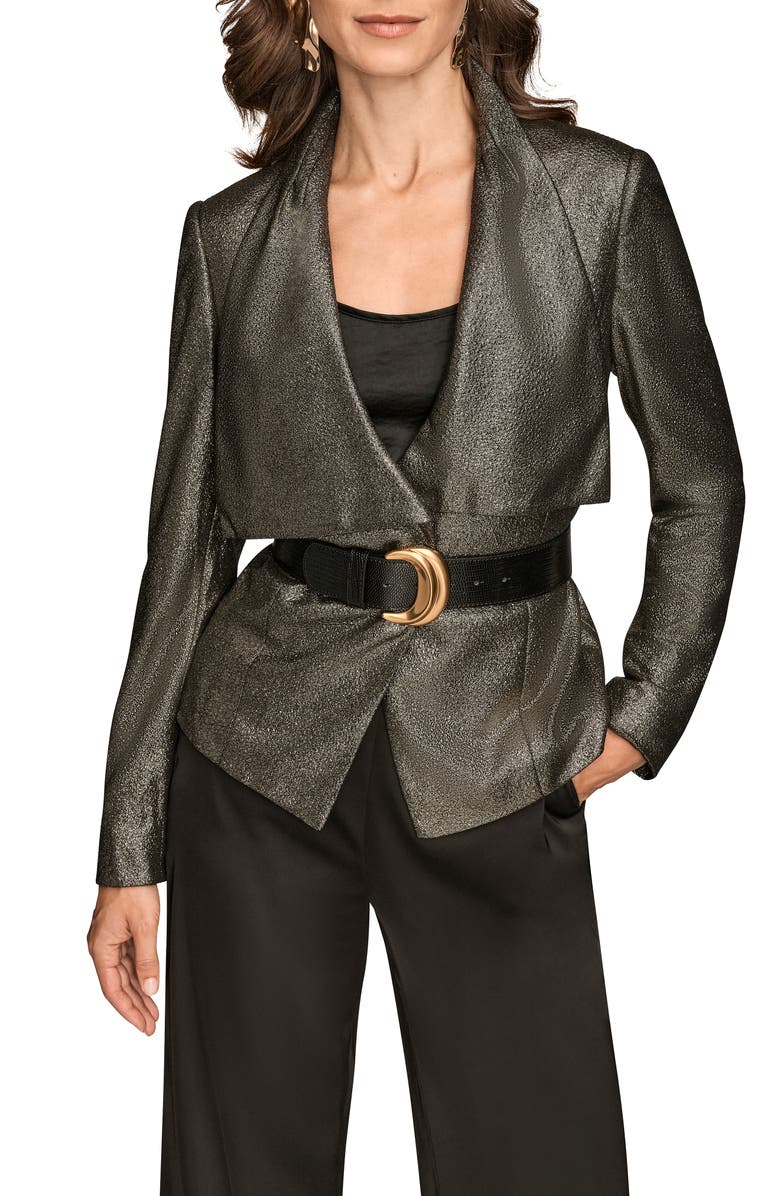 Donna Karan New York Metallic Belted Jacket, Main, color, Black/ Gold