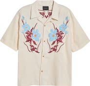 PacSun Jasmine Floral Embroidered Cotton & Linen Camp Shirt