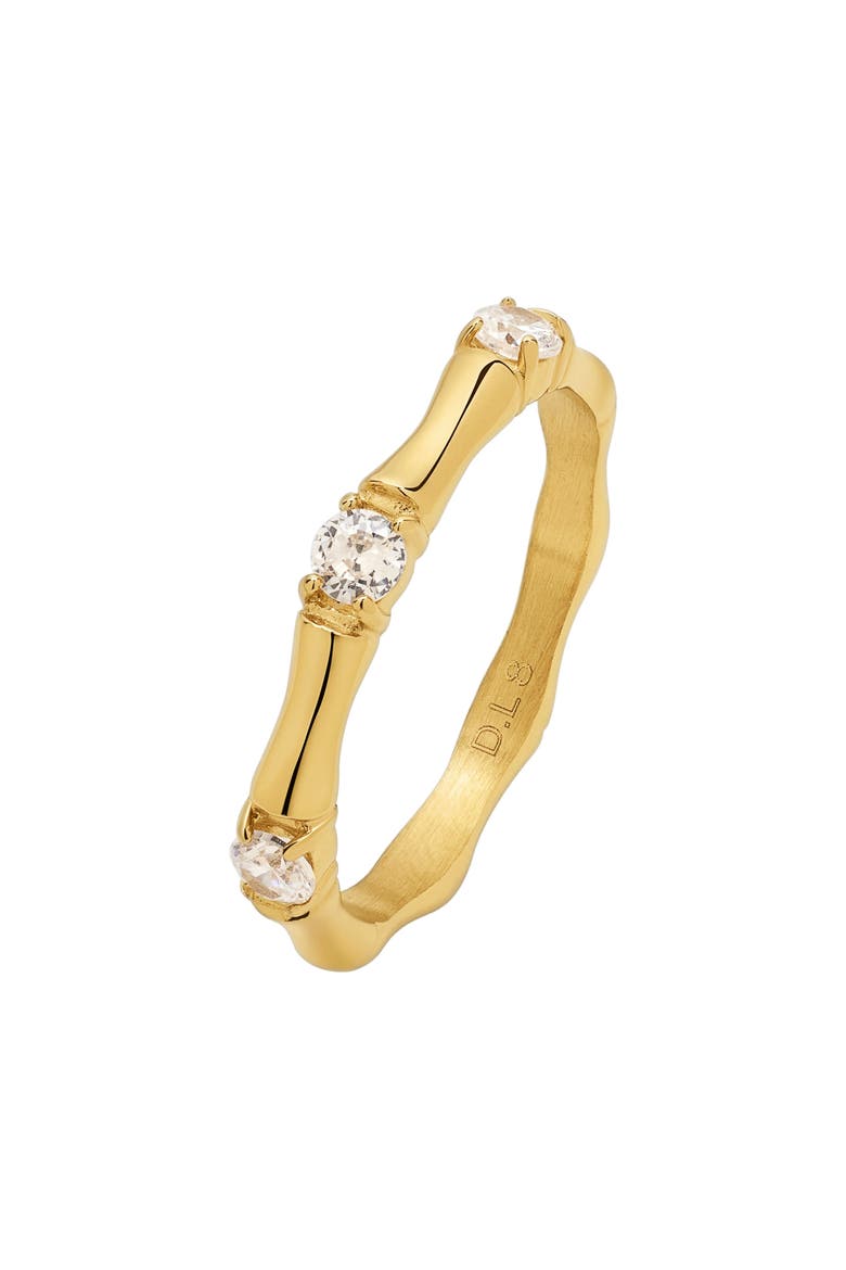 Bamboo Cubic Zirconia Ring, Alternate, color, GOLD