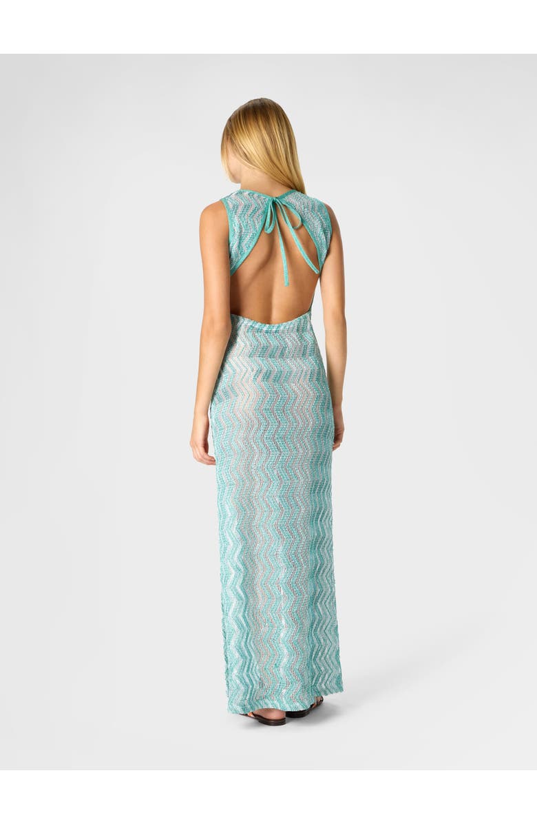 Missoni Long Mesh Cover-up Dress With Zigzag Pattern, Sequins, And Cut-out Detail, Alternate, color, Light Blue