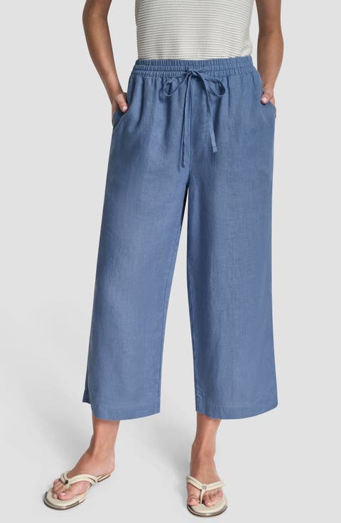Drawstring Crop Linen Pants
