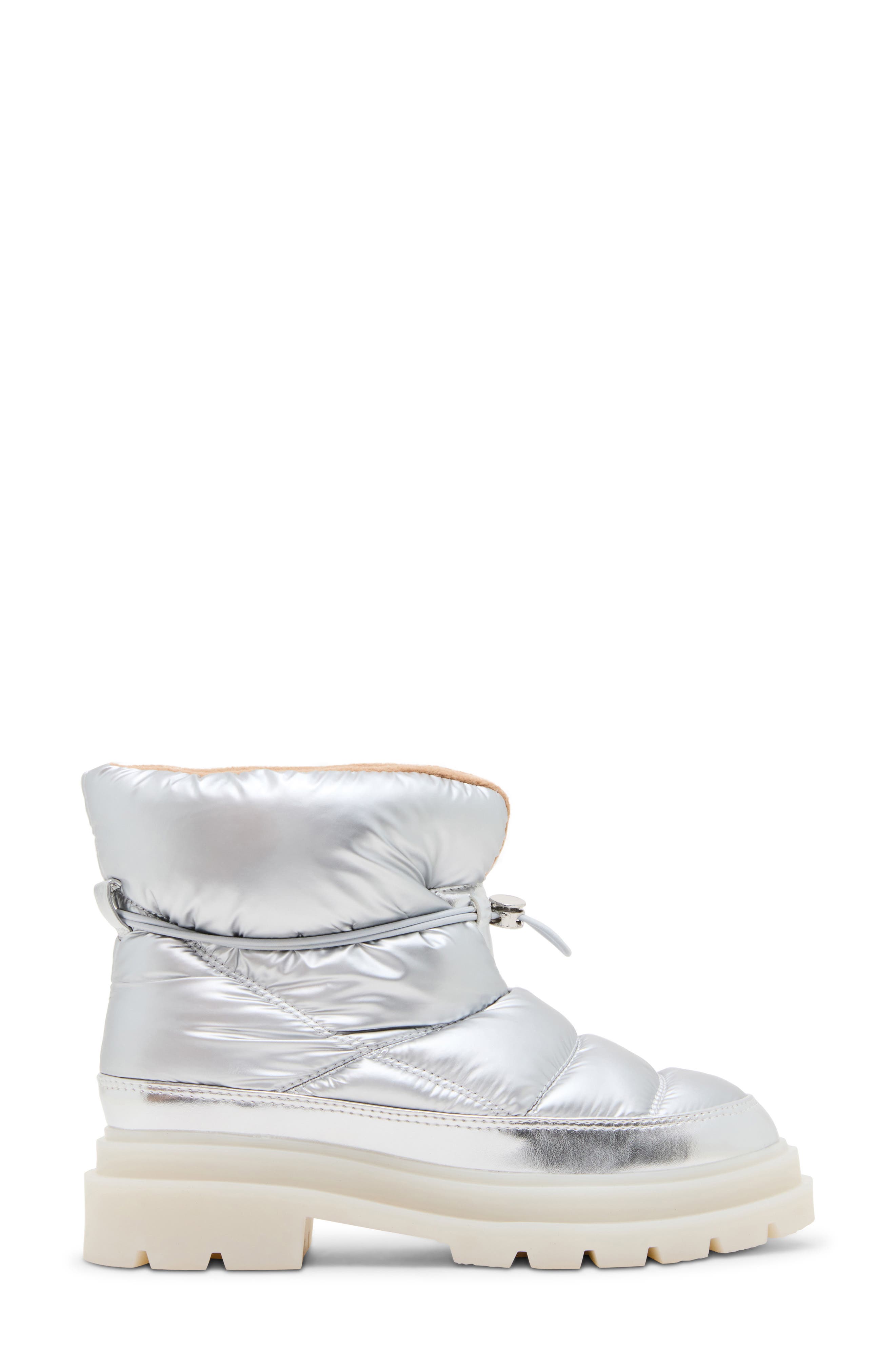 Pya Waterproof Puffer Boot, Alternate, color, SILVER NYLON/ SUEDE