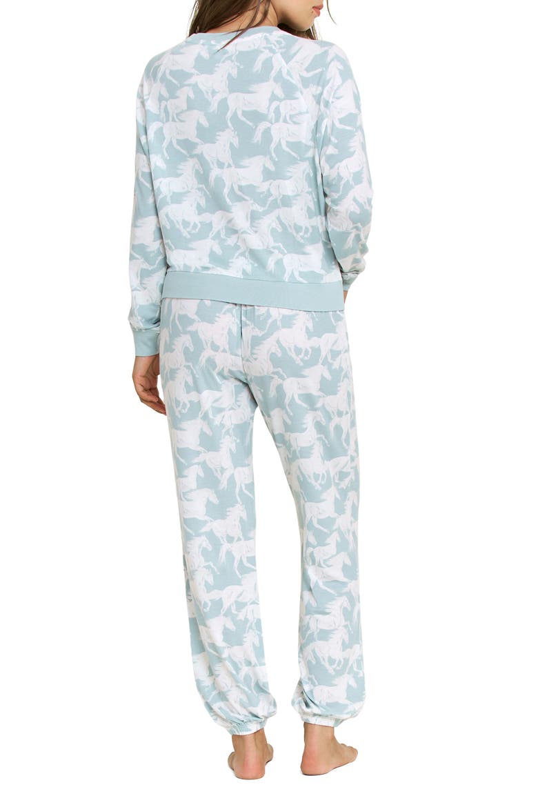 Star Seeker Brushed Jersey Pajamas, Alternate, color, WHISPER MINT HORSES