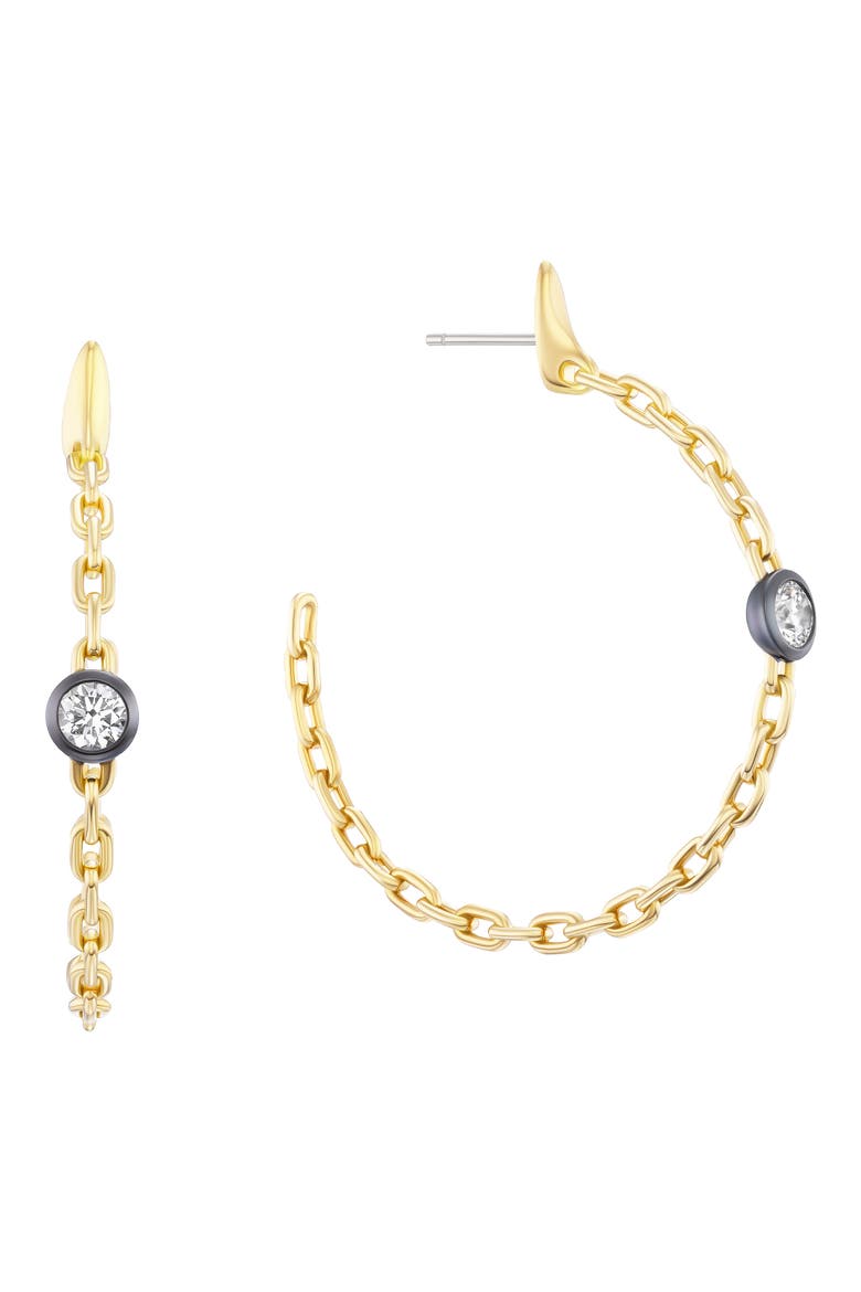 Power Diamond Hoop Earrings, Main, color, YELLOW GOLD