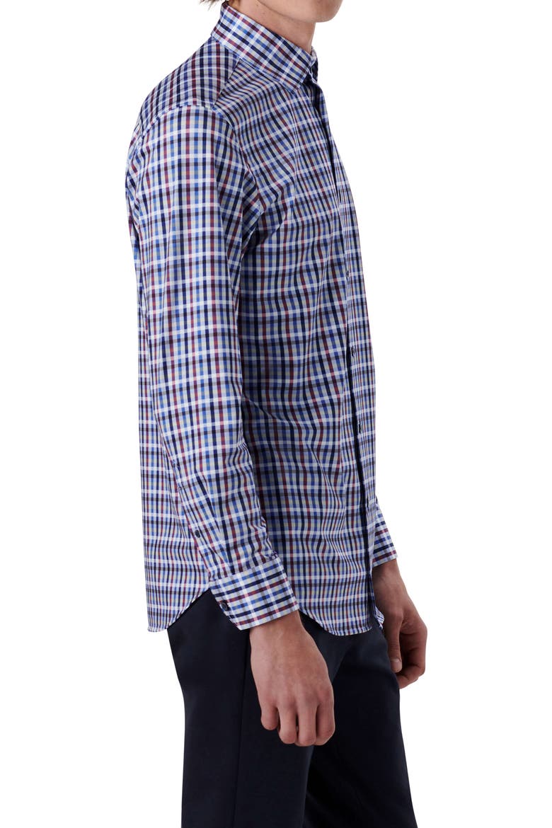OoohCotton® Tattersall Check Stretch Cotton Button-Up Shirt, Alternate, color, CLASSIC BLUE