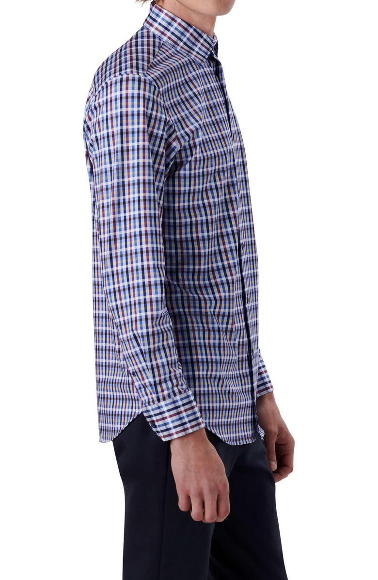 Bugatchi OoohCotton<sup>®</sup> Tattersall Check Stretch Cotton Button-Up Shirt, Alternate, color, 