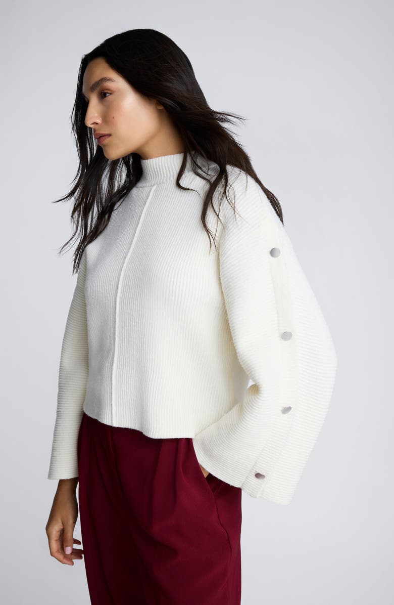 Kenneth Cole Rib Mock Neck Pullover, Alternate, color, Kc White