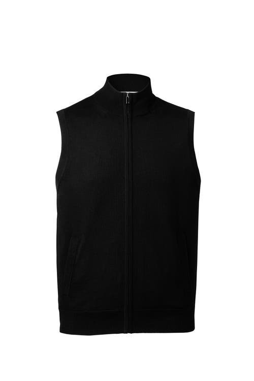 Charles Tyrwhitt Pure Merino Zip Vest In Black