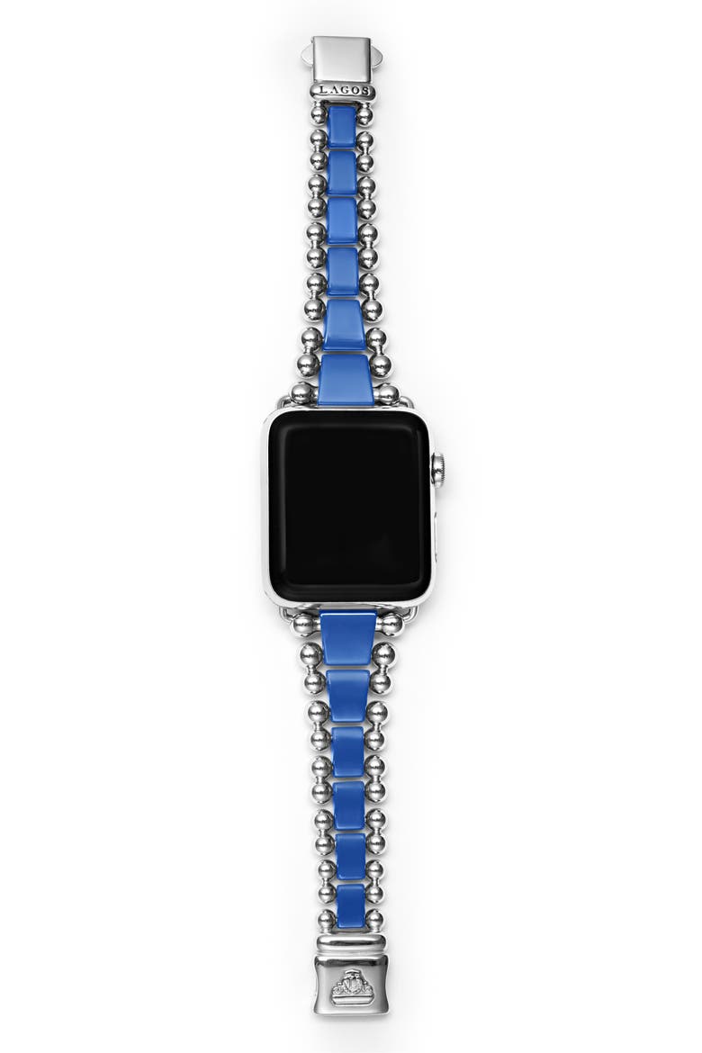 Smart Caviar Ceramic & Sterling Silver Apple Watch® Band, Alternate, color, ULTRAMARINE