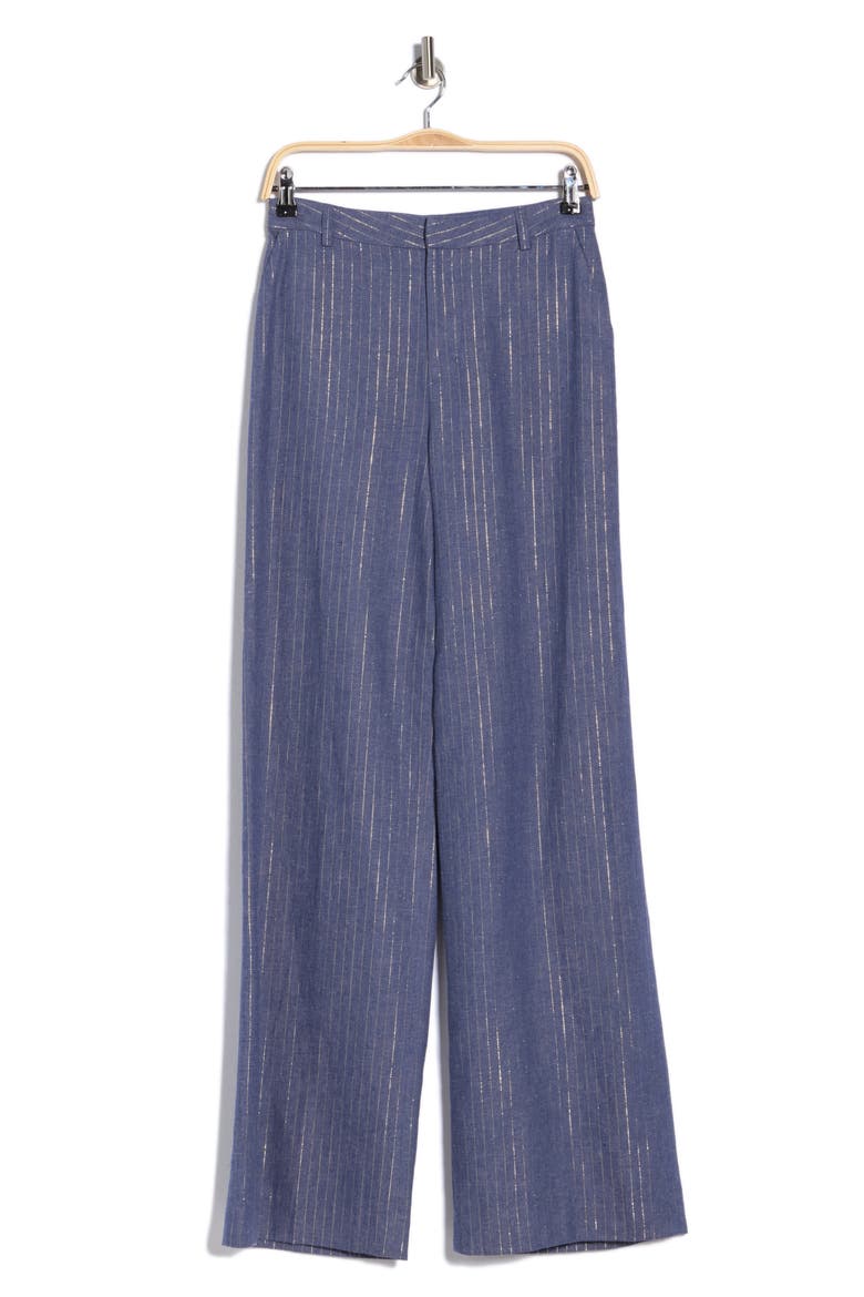 Livvy Straight Leg Pants, Alternate, color, WILD WIND/ GOLD PINSTRIPE