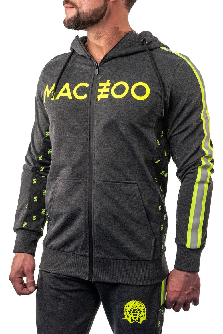Monogram Cotton Blend Logo Zip Hoodie, Alternate, color, GREY